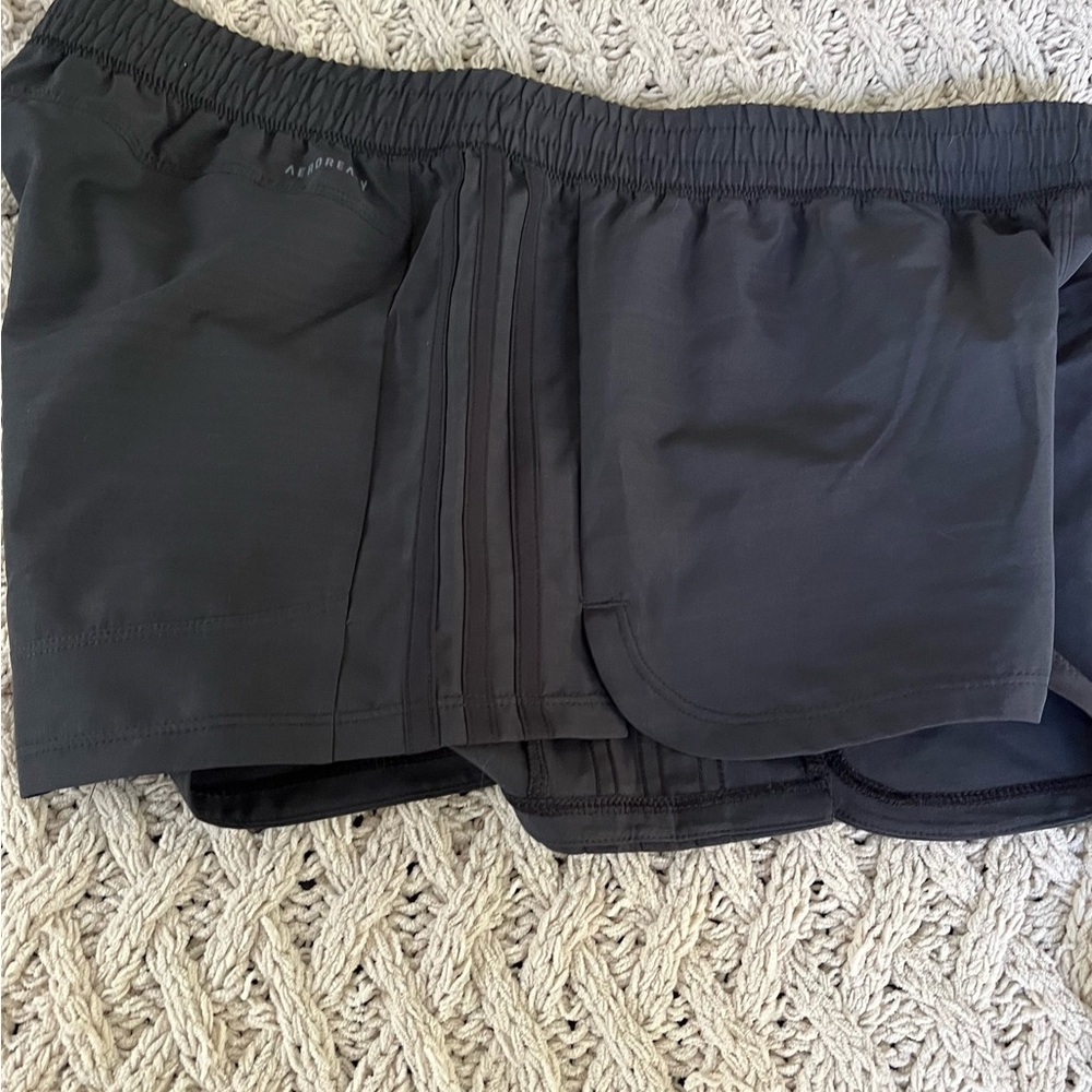 Adidas NEW black Athletic Training Short Women’s Large Heather Woven Pacer - Picture 9 of 12